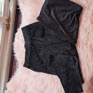 NWT Victorias secret black silver glitter velvet pajama flare pants size XL